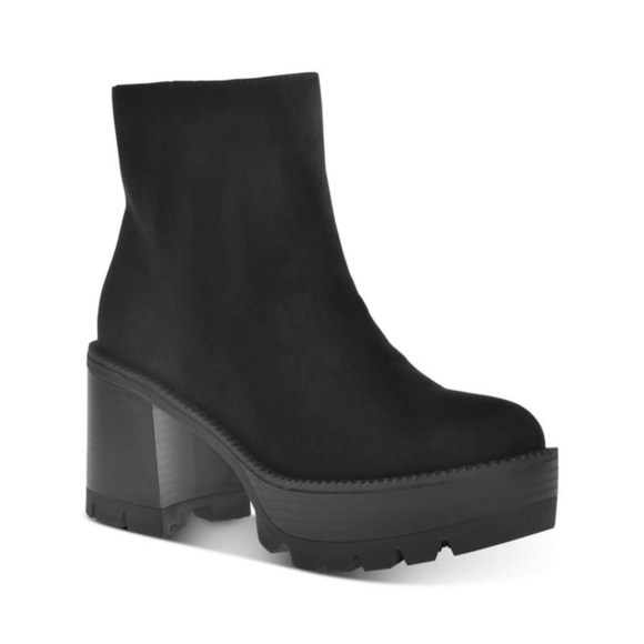 NWT Black 1-1/2" Platform Cushioned Zip-Up Booties by Wild Pair Womens Sz 9 - Picture 1 of 11